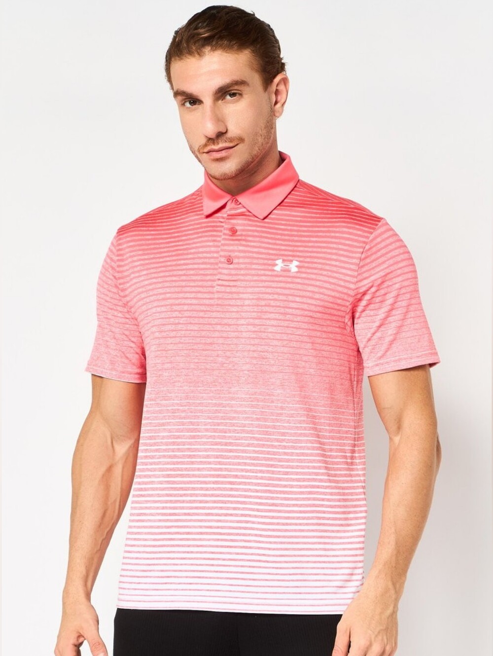 Under Armour Playoff Polo 2.0 Men’s Coral Striped Polo Shirt Size L